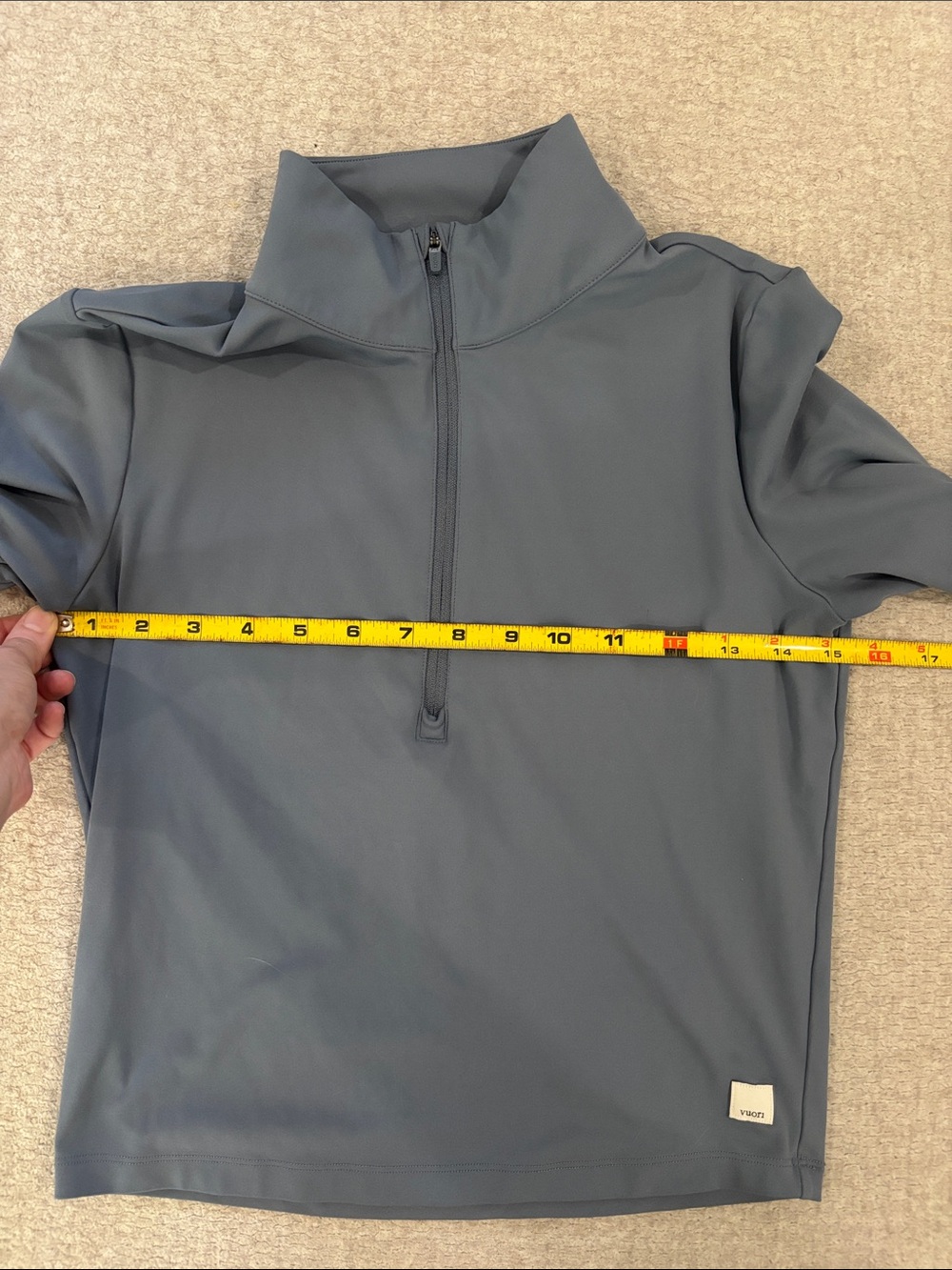 Vuori Slate gray/blue Bike Shorts with Matching Quarter-Zip Top - Picture 8 of 8